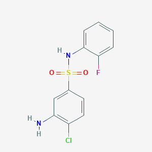 molecular formula C12H10ClFN2O2S B3382351 3-amino-4-chloro-N-(2-fluorophenyl)benzene-1-sulfonamide CAS No. 326182-61-0