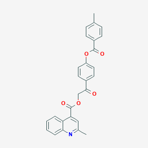 molecular formula C27H21NO5 B338255 2-{4-[(4-Methylbenzoyl)oxy]phenyl}-2-oxoethyl 2-methyl-4-quinolinecarboxylate 