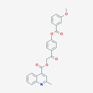molecular formula C27H21NO6 B338256 2-{4-[(3-Methoxybenzoyl)oxy]phenyl}-2-oxoethyl 2-methyl-4-quinolinecarboxylate 
