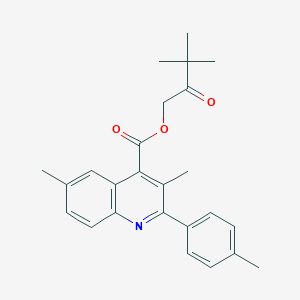 molecular formula C25H27NO3 B338270 3,3-Dimethyl-2-oxobutyl 3,6-dimethyl-2-(4-methylphenyl)-4-quinolinecarboxylate 