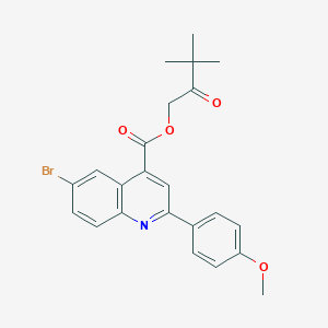 molecular formula C23H22BrNO4 B338272 3,3-Dimethyl-2-oxobutyl 6-bromo-2-(4-methoxyphenyl)-4-quinolinecarboxylate 