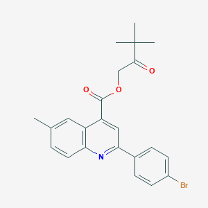 molecular formula C23H22BrNO3 B338274 3,3-Dimethyl-2-oxobutyl 2-(4-bromophenyl)-6-methyl-4-quinolinecarboxylate 