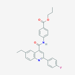 molecular formula C28H25FN2O3 B338276 Propyl 4-({[6-ethyl-2-(4-fluorophenyl)-4-quinolinyl]carbonyl}amino)benzoate 