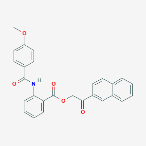 molecular formula C27H21NO5 B338291 2-(2-Naphthyl)-2-oxoethyl 2-[(4-methoxybenzoyl)amino]benzoate 