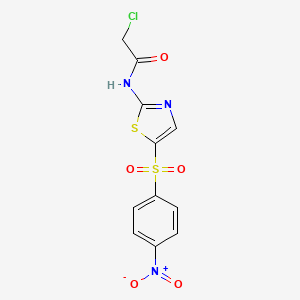 molecular formula C11H8ClN3O5S2 B3382933 2-chloro-N-[5-(4-nitrobenzenesulfonyl)-1,3-thiazol-2-yl]acetamide CAS No. 379255-52-4