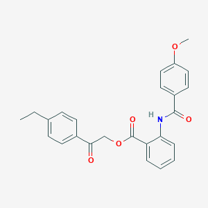 molecular formula C25H23NO5 B338304 2-(4-Ethylphenyl)-2-oxoethyl 2-[(4-methoxybenzoyl)amino]benzoate 