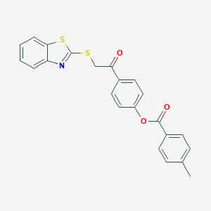 molecular formula C23H17NO3S2 B338306 4-[2-(1,3-Benzothiazol-2-ylsulfanyl)acetyl]phenyl 4-methylbenzoate 