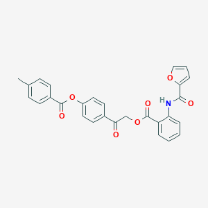 molecular formula C28H21NO7 B338311 2-{4-[(4-Methylbenzoyl)oxy]phenyl}-2-oxoethyl 2-(2-furoylamino)benzoate 