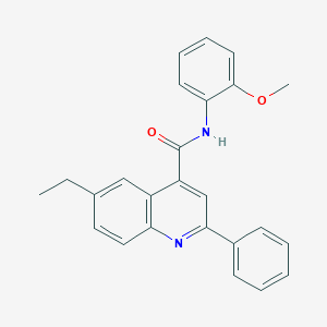 molecular formula C25H22N2O2 B338323 6-ethyl-N-(2-methoxyphenyl)-2-phenylquinoline-4-carboxamide 