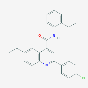 molecular formula C26H23ClN2O B338325 2-(4-chlorophenyl)-6-ethyl-N-(2-ethylphenyl)quinoline-4-carboxamide 
