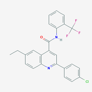 molecular formula C25H18ClF3N2O B338326 2-(4-chlorophenyl)-6-ethyl-N-[2-(trifluoromethyl)phenyl]-4-quinolinecarboxamide 