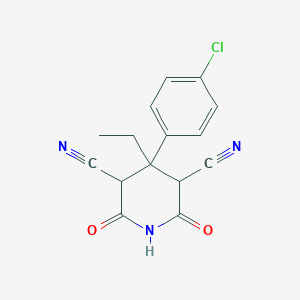 molecular formula C15H12ClN3O2 B3383285 4-(4-Chlorophenyl)-4-ethyl-2,6-dioxopiperidine-3,5-dicarbonitrile CAS No. 405889-73-8