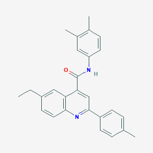molecular formula C27H26N2O B338329 N-(3,4-dimethylphenyl)-6-ethyl-2-(4-methylphenyl)quinoline-4-carboxamide 