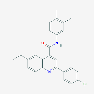 molecular formula C26H23ClN2O B338330 2-(4-chlorophenyl)-N-(3,4-dimethylphenyl)-6-ethylquinoline-4-carboxamide 