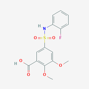molecular formula C15H14FNO6S B3383327 5-[(2-Fluorophenyl)sulfamoyl]-2,3-dimethoxybenzoic acid CAS No. 406928-29-8