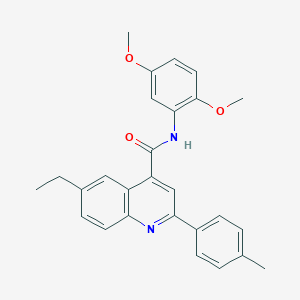 molecular formula C27H26N2O3 B338334 N-(2,5-dimethoxyphenyl)-6-ethyl-2-(4-methylphenyl)quinoline-4-carboxamide 