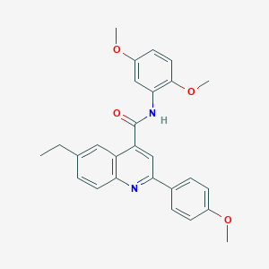 molecular formula C27H26N2O4 B338335 N-(2,5-dimethoxyphenyl)-6-ethyl-2-(4-methoxyphenyl)quinoline-4-carboxamide 