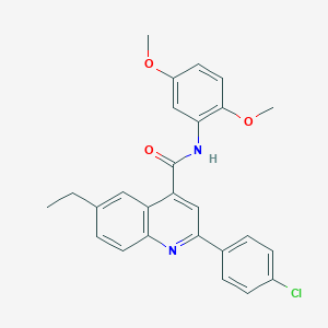 molecular formula C26H23ClN2O3 B338336 2-(4-chlorophenyl)-N-(2,5-dimethoxyphenyl)-6-ethylquinoline-4-carboxamide 
