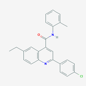 molecular formula C25H21ClN2O B338343 2-(4-chlorophenyl)-6-ethyl-N-(2-methylphenyl)quinoline-4-carboxamide 
