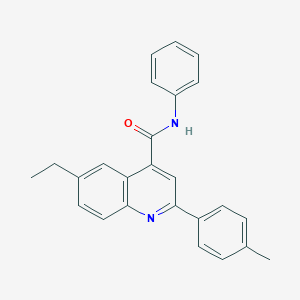 molecular formula C25H22N2O B338344 6-ethyl-2-(4-methylphenyl)-N-phenylquinoline-4-carboxamide 