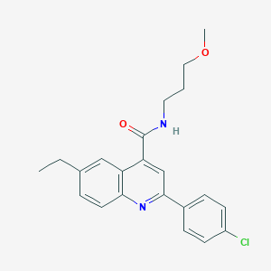 molecular formula C22H23ClN2O2 B338348 2-(4-chlorophenyl)-6-ethyl-N-(3-methoxypropyl)-4-quinolinecarboxamide 