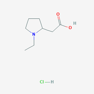 molecular formula C8H16ClNO2 B3383490 2-(1-Ethylpyrrolidin-2-yl)acetic acid hydrochloride CAS No. 42791-85-5