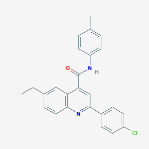 molecular formula C25H21ClN2O B338350 2-(4-chlorophenyl)-6-ethyl-N-(4-methylphenyl)quinoline-4-carboxamide 
