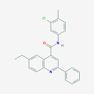 molecular formula C25H21ClN2O B338360 N-(3-chloro-4-methylphenyl)-6-ethyl-2-phenylquinoline-4-carboxamide 