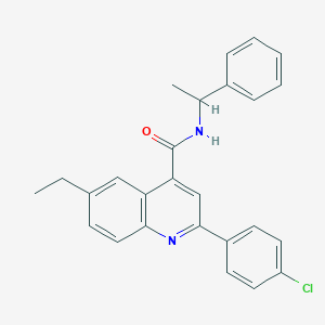 molecular formula C26H23ClN2O B338361 2-(4-chlorophenyl)-6-ethyl-N-(1-phenylethyl)quinoline-4-carboxamide 