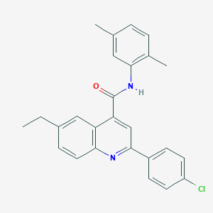 molecular formula C26H23ClN2O B338364 2-(4-chlorophenyl)-N-(2,5-dimethylphenyl)-6-ethylquinoline-4-carboxamide 