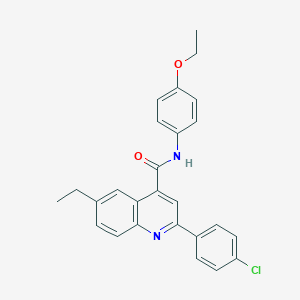 molecular formula C26H23ClN2O2 B338366 2-(4-chlorophenyl)-N-(4-ethoxyphenyl)-6-ethylquinoline-4-carboxamide 