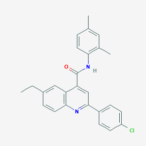 molecular formula C26H23ClN2O B338368 2-(4-chlorophenyl)-N-(2,4-dimethylphenyl)-6-ethylquinoline-4-carboxamide 