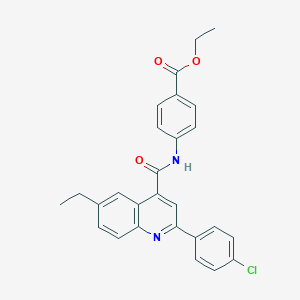 molecular formula C27H23ClN2O3 B338373 Ethyl 4-({[2-(4-chlorophenyl)-6-ethyl-4-quinolinyl]carbonyl}amino)benzoate 