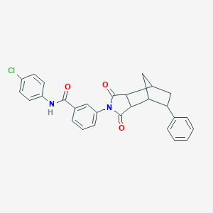 molecular formula C28H23ClN2O3 B338386 N-(4-chlorophenyl)-3-(3,5-dioxo-8-phenyl-4-azatricyclo[5.2.1.0~2,6~]dec-4-yl)benzamide 