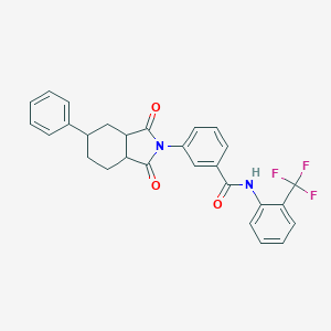 molecular formula C28H23F3N2O3 B338388 3-(1,3-dioxo-5-phenyloctahydro-2H-isoindol-2-yl)-N-[2-(trifluoromethyl)phenyl]benzamide 