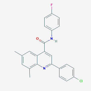 molecular formula C24H18ClFN2O B338401 2-(4-chlorophenyl)-N-(4-fluorophenyl)-6,8-dimethylquinoline-4-carboxamide 