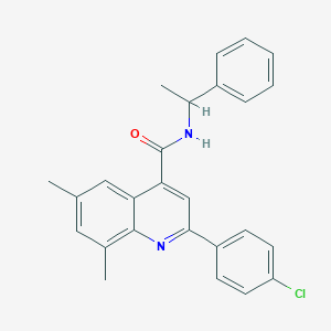 molecular formula C26H23ClN2O B338402 2-(4-chlorophenyl)-6,8-dimethyl-N-(1-phenylethyl)quinoline-4-carboxamide 