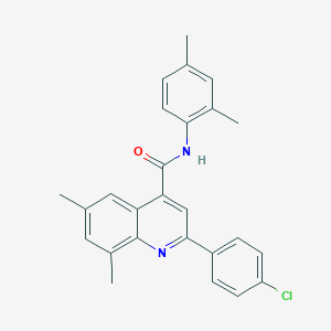 molecular formula C26H23ClN2O B338405 2-(4-chlorophenyl)-N-(2,4-dimethylphenyl)-6,8-dimethylquinoline-4-carboxamide 