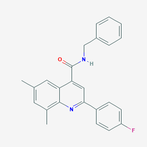 molecular formula C25H21FN2O B338412 N-benzyl-2-(4-fluorophenyl)-6,8-dimethylquinoline-4-carboxamide 