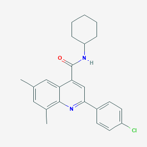 molecular formula C24H25ClN2O B338414 2-(4-chlorophenyl)-N-cyclohexyl-6,8-dimethyl-4-quinolinecarboxamide 