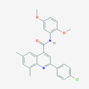 molecular formula C26H23ClN2O3 B338419 2-(4-chlorophenyl)-N-(2,5-dimethoxyphenyl)-6,8-dimethylquinoline-4-carboxamide 