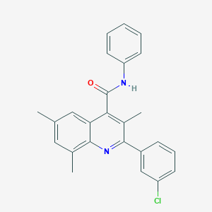molecular formula C25H21ClN2O B338457 2-(3-chlorophenyl)-3,6,8-trimethyl-N-phenylquinoline-4-carboxamide 