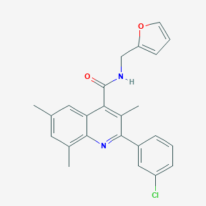 molecular formula C24H21ClN2O2 B338458 2-(3-chlorophenyl)-N-(furan-2-ylmethyl)-3,6,8-trimethylquinoline-4-carboxamide 
