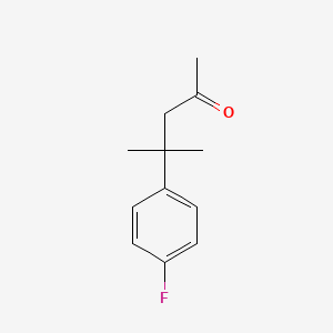 molecular formula C12H15FO B3384580 4-(4-Fluorophenyl)-4-methylpentan-2-one CAS No. 565-37-7