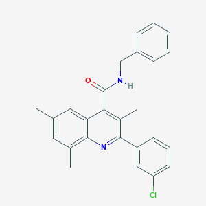 molecular formula C26H23ClN2O B338459 N-benzyl-2-(3-chlorophenyl)-3,6,8-trimethylquinoline-4-carboxamide 