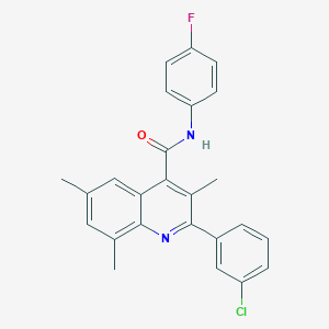 molecular formula C25H20ClFN2O B338460 2-(3-chlorophenyl)-N-(4-fluorophenyl)-3,6,8-trimethylquinoline-4-carboxamide 