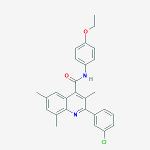molecular formula C27H25ClN2O2 B338462 2-(3-chlorophenyl)-N-(4-ethoxyphenyl)-3,6,8-trimethylquinoline-4-carboxamide 