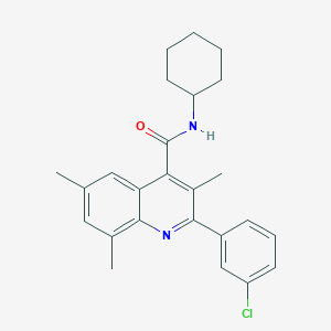 2-(3-chlorophenyl)-N-cyclohexyl-3,6,8-trimethylquinoline-4-carboxamide