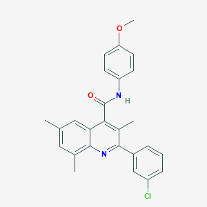molecular formula C26H23ClN2O2 B338465 2-(3-chlorophenyl)-N-(4-methoxyphenyl)-3,6,8-trimethylquinoline-4-carboxamide 