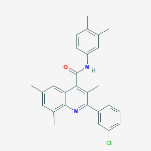 molecular formula C27H25ClN2O B338466 2-(3-chlorophenyl)-N-(3,4-dimethylphenyl)-3,6,8-trimethylquinoline-4-carboxamide 
